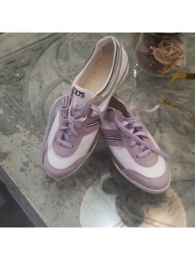 TOD'S purple/Silver suede and leather low top sneakers size 36